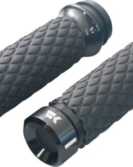 Khrome Werks Klassic Diamond Black Grips for 1in Harley-Davidson