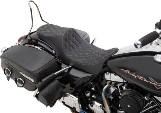Drag Specialties Predator III 2-Up Seat Black Double Diamond Harley Touring