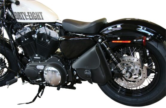 Willie & Max Leather Swingarm Bag Black for Harley Sportster Models - Image 2