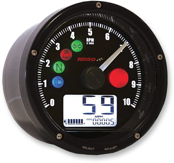 KOSO TNT-01R Universal Electronic Speedometer Tachometer Black - Image 2