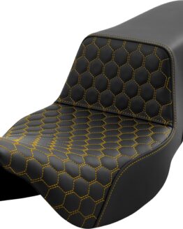 Saddlemen Step-Up Seat Honeycomb Extended Reach Gold Stitch FL 08-23