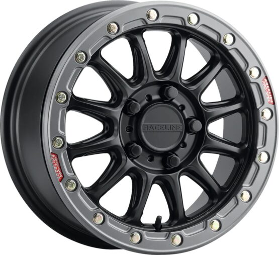 Raceline Alpha Beadlock Wheel 17x7 5x114.3 +25 Black/Gunmetal For Polaris RZR R