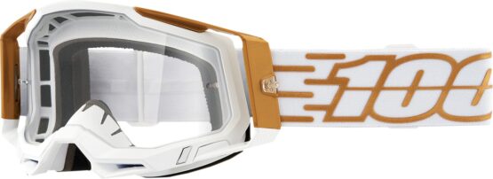 Racecraft 2 White / Gold Goggles - Clear Lens - Image 2