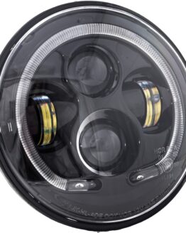 LED Headlight With Halo Black for Indian