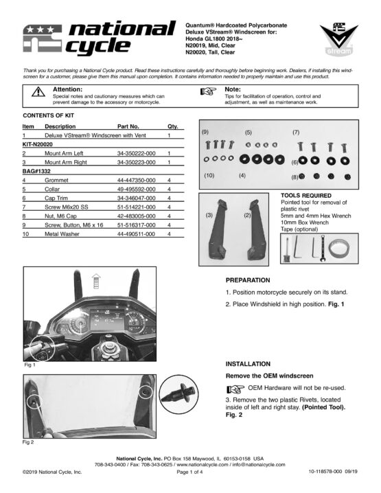 VStream+ Deluxe Replacement Screen with Vent Clear Fits 18-24 Honda GL1800 - Image 2