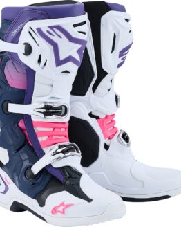 Alpinestars Tech 10 Boots White Violet Navy Pink Fluo US 10