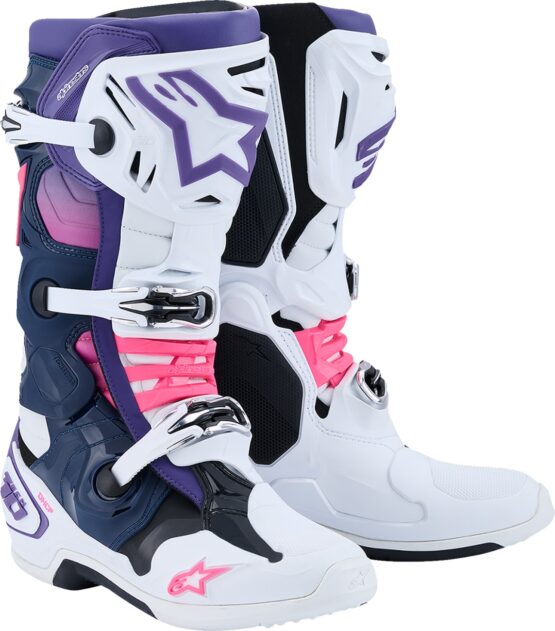 Alpinestars Tech 10 Boots White Violet Navy Pink Fluo US 10