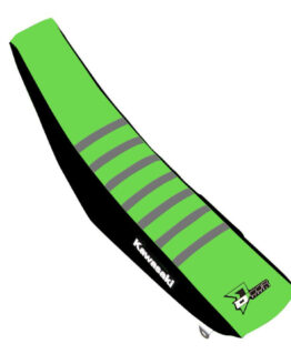 D'Cor Seat Cover Black/Green w/Grey Ribs Fits 17-19 KX250F 16-18 KX450F