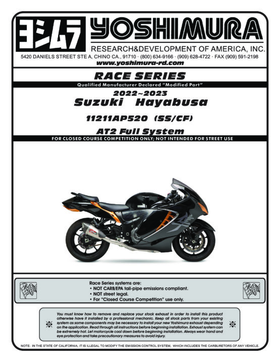 Yoshimura AT2 Race Stainless Full Exhaust Silver Fits 22-24 Suzuki Hayabusa - Image 2