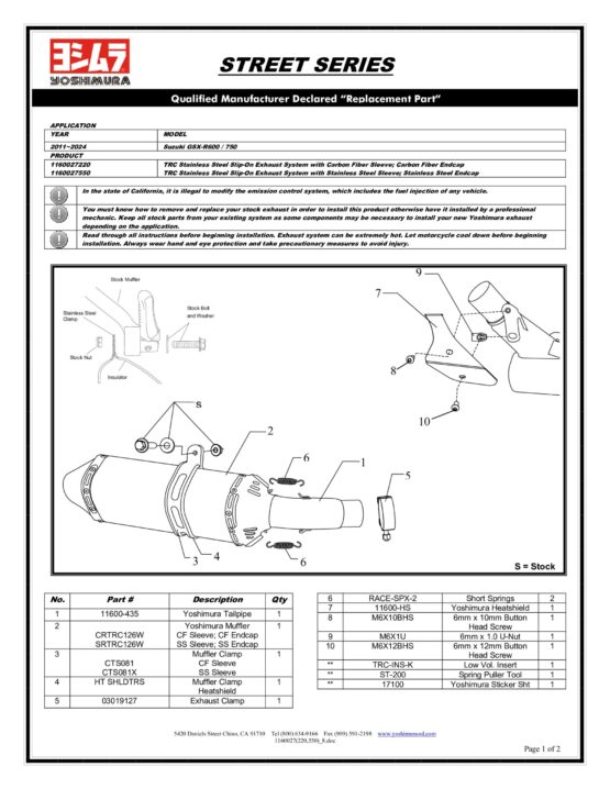 *OPEN BOX* Street TRC Stainless Slip On Exhaust - Image 2