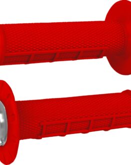ODI Half Waffle V2.1 Lock-On Grips Red Silver 7/8" Bars