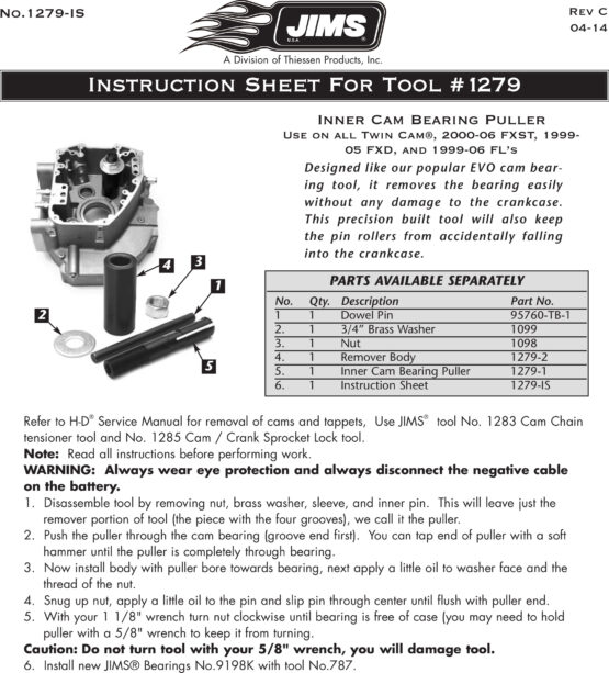 Inner Cam Bearing Removal Tool For H-D Twin Cams - Image 2