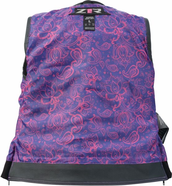 Z1R Women's Werk Leather Vest Black Purple Stitching XS - Image 2