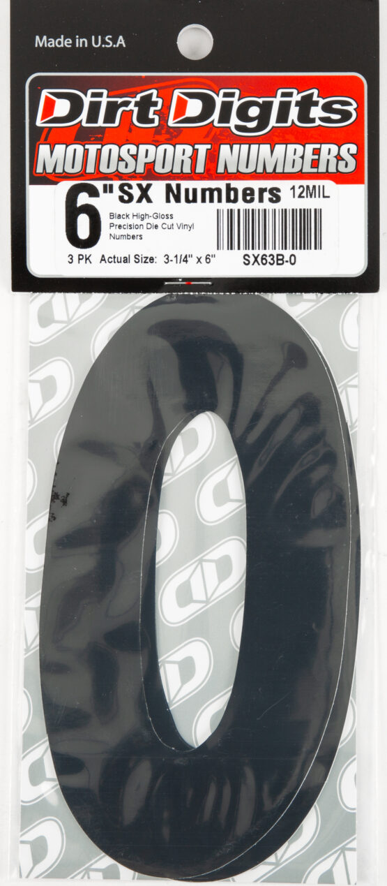 #0 6" Tall Black "SX" Stick-On Race Numbers - 3 Pack - Image 2