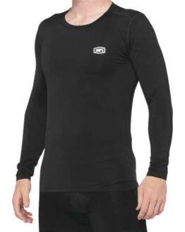 100% Basecamp Men's Long Sleeve Base Layer - Black, Medium
