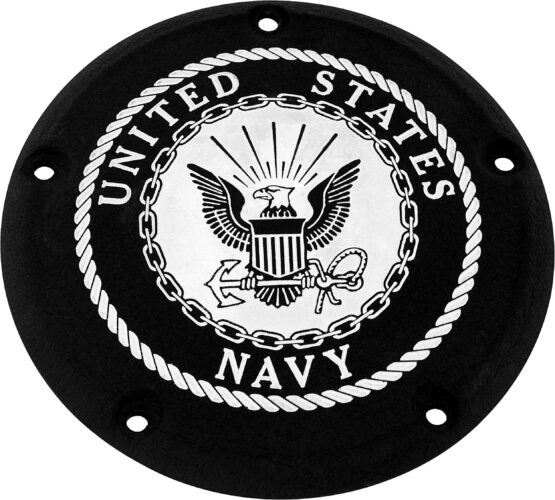 Custom Engraving Navy Black Derby Cover For Harley Davidson