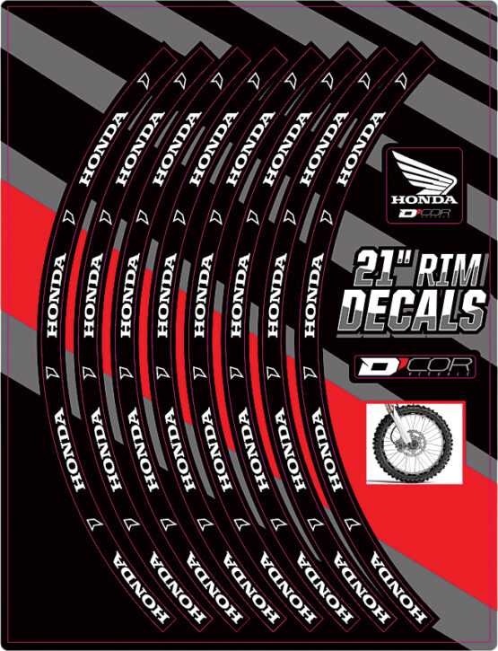 D'Cor 21" Honda Logo Front Rim Decals Fits 97-17 Honda CR CRF 125-500
