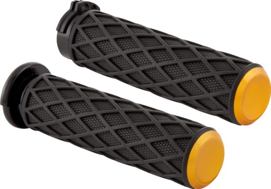 Arlen Ness Diamond Grips Cable Gold for Harley-Davidson 1in Bars
