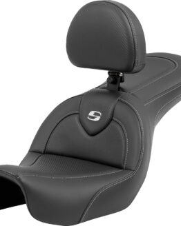 Saddlemen Roadsofa Carbon Fiber Seat with Backrest Harley Dyna 06-17