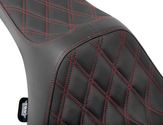 Drag Specialties Predator III Seat Double Diamond Red Stitch FLT/FLH 23-24 - Image 2
