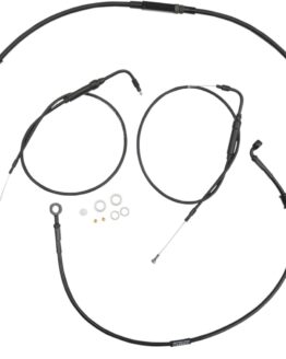 Extended Black Control Cable Kit For Sportsters - Clubman bars (non-ABS)