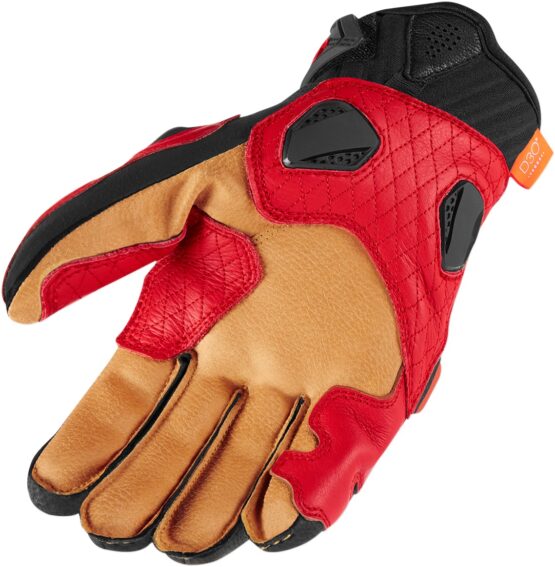 Hypersport Leather Cold Weather Short Cuff Gloves - Red Men's Large - Image 2