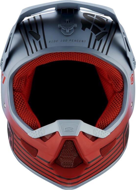 100% Status Bicycle Helmet Full Face Red Caltec Gray Large - Image 2