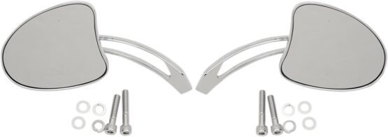 Drag Specialties Tapered Chrome Mirrors with Slotted Stem Pair Universal