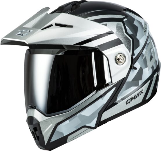 GMAX MD-74 Striker Modular Helmet Silver/Blue Metallic 2X-Large