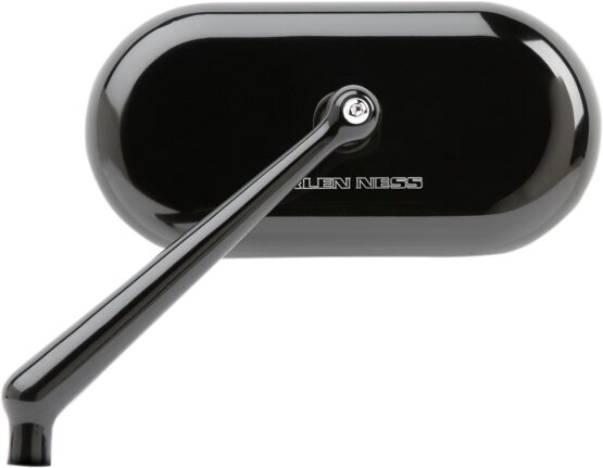 Arlen Ness Black Forged Billet Mirrors with Short Stem, Left Hand Oval