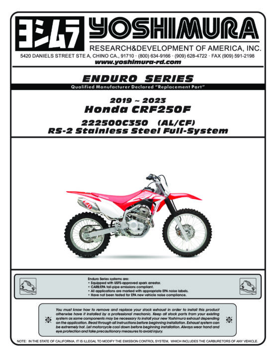 Yoshimura RS-2 Aluminum Full Exhaust System Silver Fits 19-25 Honda CRF250F - Image 2