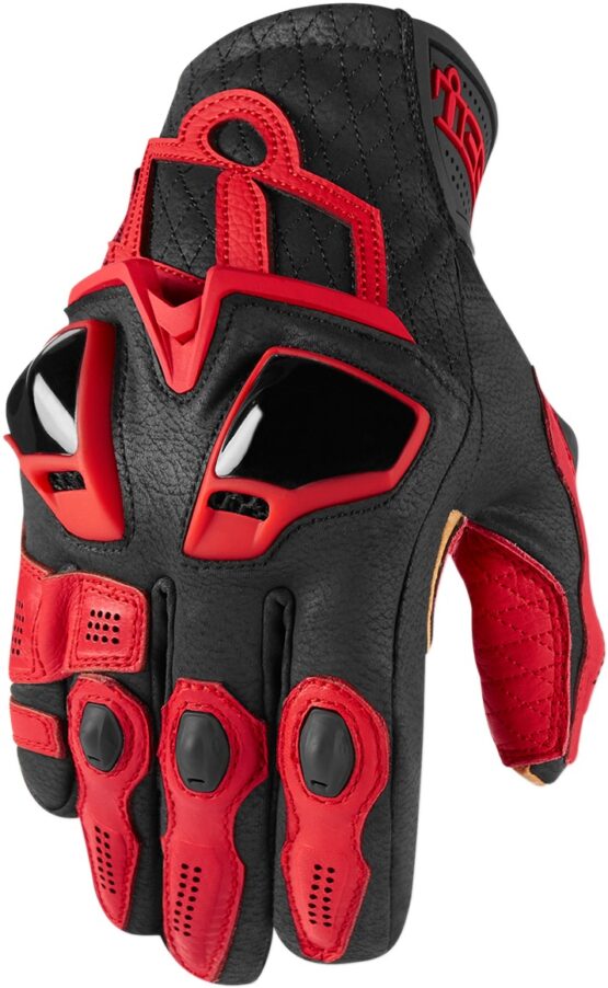 Hypersport Leather Cold Weather Short Cuff Gloves - Red Men's Large