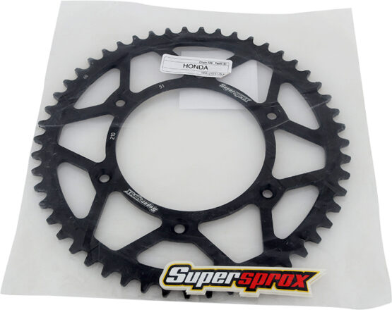 Supersprox Steel Rear Sprocket 51T Black Fits Honda - Image 2