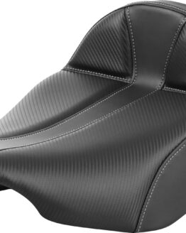 Saddlemen Dominator Solo Seat Carbon Fiber Silver Stitch FLT FLH 23-24 Extended Reach