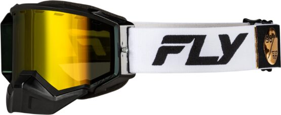FLY Racing Zone Elite Snow Goggle White/Black Gold Mirror