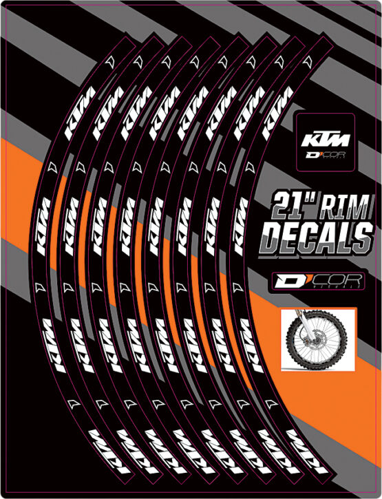 D'Cor 21" Front Rim Decals KTM Logo Fits 00-17 KTM 125-450 SX/F SXS/F