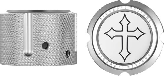 Figurati Designs Front Axle Nut Cover Stainless Steel Cross Silver For Harley - Image 2