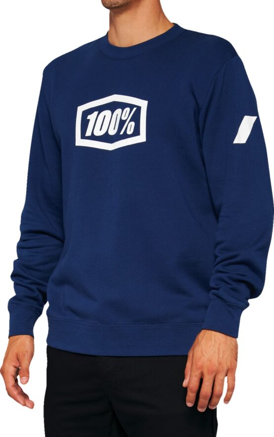 100 Percent Icon Long-Sleeve Fleece Sweatshirt XL White Navy Men's