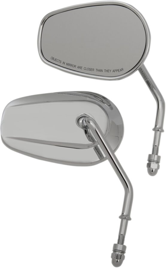 Teardrop Chrome Mirrors Short Stem - Pair of Left & Right