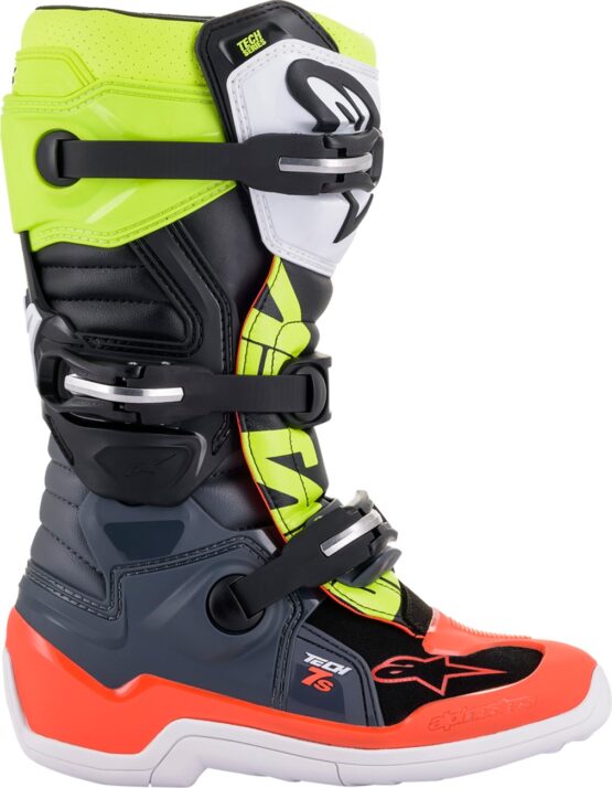 Alpinestars Youth Tech 7S Boots Black/Gray/Red/White/Yellow US 4 - Image 2