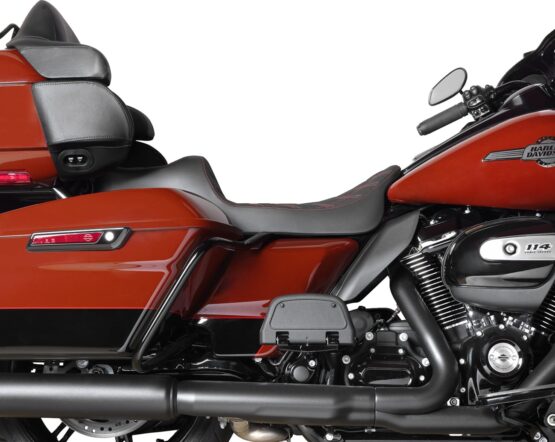 Drag Specialties Predator III Extended Reach Seat Red Stitch FLH/FLT 08-24 - Image 2