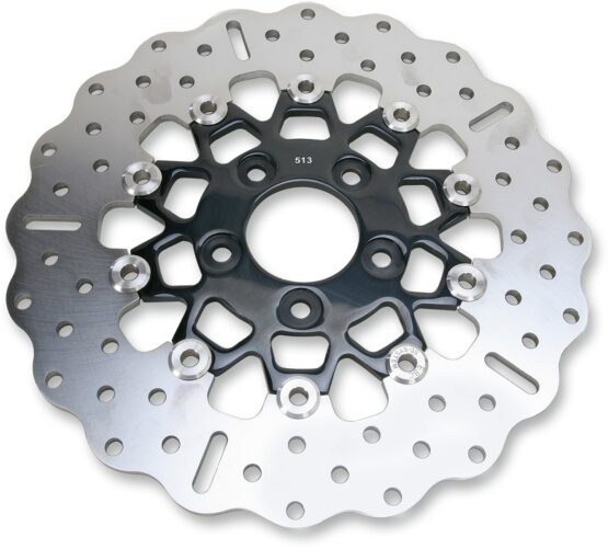 10 Button Contour Floating Rear Brake Rotor - Black Chrome Center