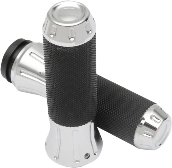 Drag Specialties Custom Grips Black Chrome Pair For Harley-Davidson