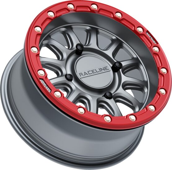 Raceline Alpha 15x7 Gunmetal Red Beadlock Wheel 4x156 +10mm - Image 2