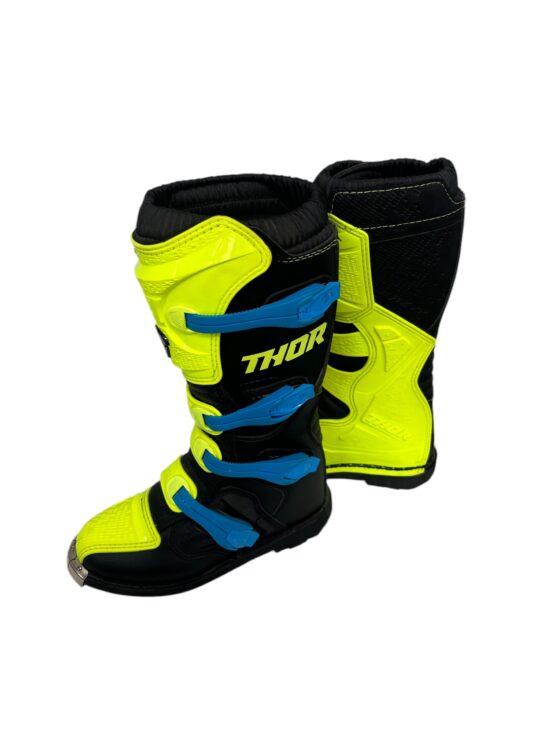 Blitz XP Dirt Bike Boots - Black & Flo Acid MX Sole Men's Size 7