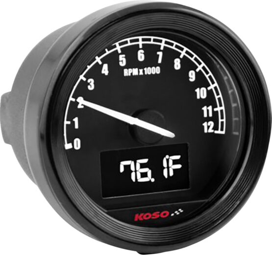KOSO TNT-05R Tachometer Gauge Kit Black LCD 7-Color Backlight