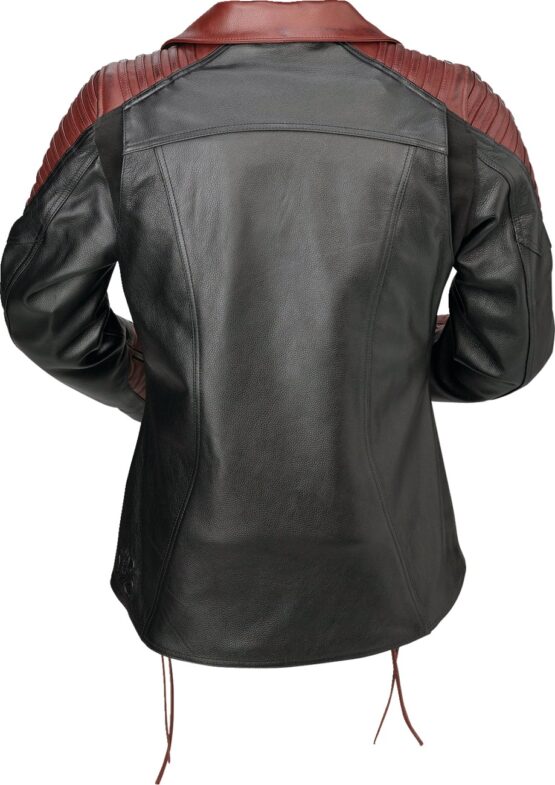 Z1R Womens Combiner Leather Jacket Black/Red Large - Image 2