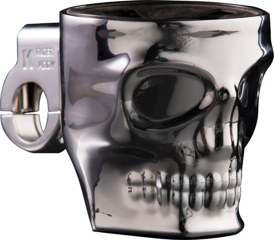 Kruzer Kaddy Skull Bar Mount Holder Chrome for 7/8, 1, 1-1/4 Inch Bars