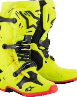 Alpinestars Tech 10 Boots Fluorescent Yellow Black Red US 9