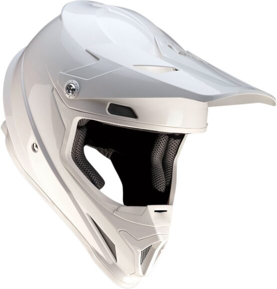Rise Solid Full Face Offroad Helmet Gloss White Medium - Image 3